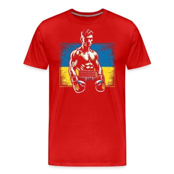 Ukrainian Boxer – Vintage Box Flag Ukraine - Men's Premium Organic T-Shirt - red - Front - Damien (186cm)