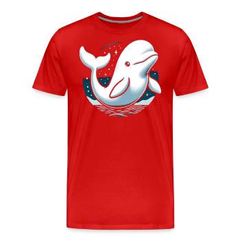 Béluga, animal marin, aquariophilie, cétologie - T-shirt bio Premium Homme - rouge - Devant - Damien (186cm)