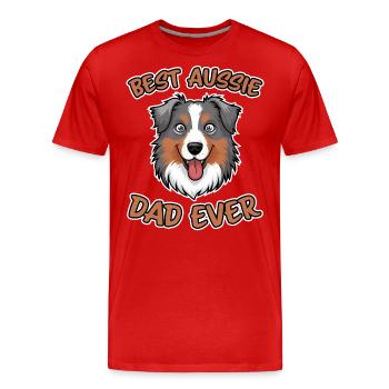 Australian Shepherd Dad Funny Aussie Gift - Men's Premium Organic T-Shirt - red - Front - Damien (186cm)