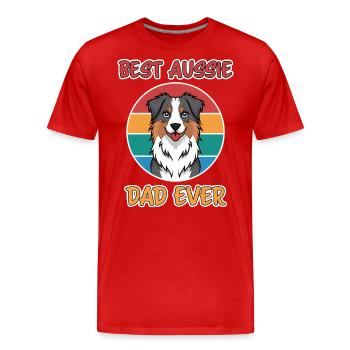 Australian Shepherd Dad Funny Aussie Gift - Men's Premium Organic T-Shirt - red - Front - Damien (186cm)