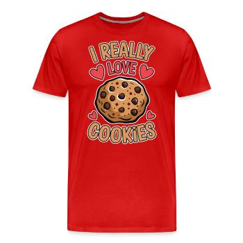 Cookies Saying Chocolate Cookies Funny Cookie Gift - Men's Premium Organic T-Shirt - red - Front - Damien (186cm)