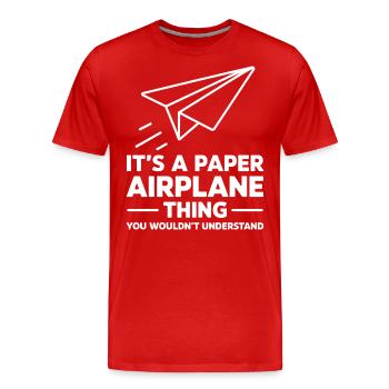 Avion en papier disant blague Avion en papier cadeau - T-shirt bio Premium Homme - rouge - Devant - Damien (186cm)