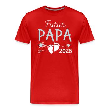 Futur Papa 2026 Cadeau Bientôt Père - T-shirt bio Premium Homme - rouge - Devant - Damien (186cm)