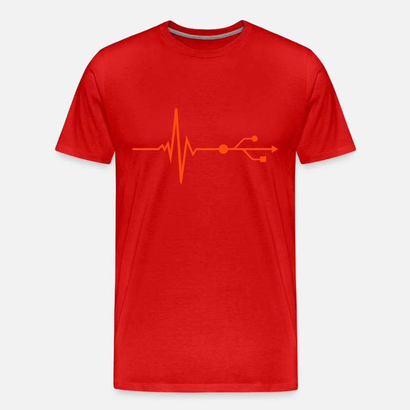 USB - DJ - Puls - Beat - Männer Premium Bio T-Shirt - Rot