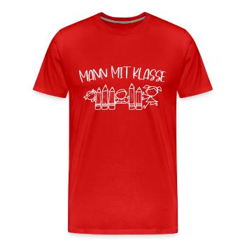 Lehrersprüche Mann mit Klasse Lehrer Humor Sprüche - Männer Premium Bio T-Shirt - Rot - Vorne - Damien (186cm)