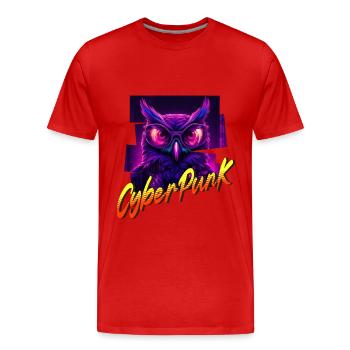 Cyberpunk Owl - Men's Premium Organic T-Shirt - red - Front - Damien (186cm)