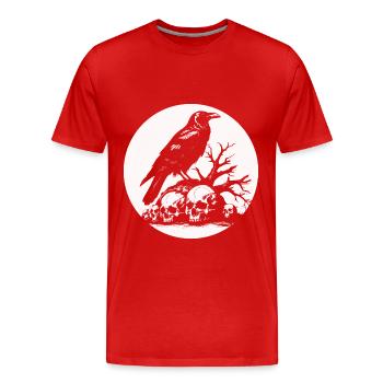 Mystic Raven with Skulls - Men's Premium Organic T-Shirt - red - Front - Damien (186cm)