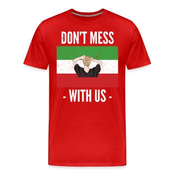Nouveau drapeau iranien sans hijab. Ne plaisantez pas avec les femmes - T-shirt bio Premium Homme - rouge - Devant - Damien (186cm)