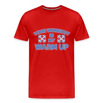 Workout Warm Up Bodybuilding Fitness Gift - Men's Premium Organic T-Shirt - red - Front - Damien (186cm)