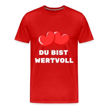 Du bist Wertvoll Herz Luftballon Liebe Zuneigung - Männer Premium Bio T-Shirt - Rot - Vorne - Damien (186cm)