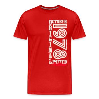 45e anniversaire Original Octobre Année 1978 - T-shirt bio Premium Homme - rouge - Devant - Damien (186cm)