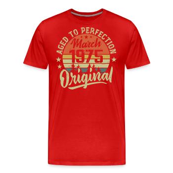 Rétro Mars 1975 Cadeau Mars 1975 Né en Mars 1975 - T-shirt bio Premium Homme - rouge - Devant - Damien (186cm)