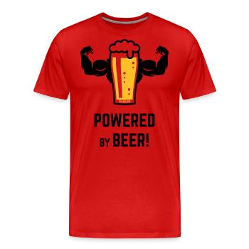 XLustig design for people with power! - Men's Premium Organic T-Shirt - red - Front - Damien (186cm)