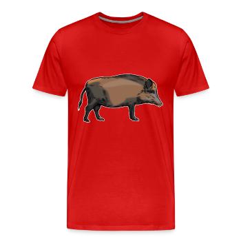 Sanglier - Sanglier - Chasse - Chasseur - T-shirt bio Premium Homme - rouge - Devant - Damien (186cm)