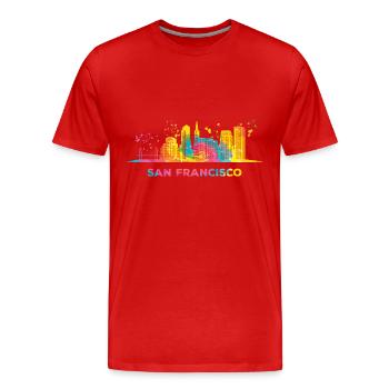 Skyline de San Franciscain San Francisco - T-shirt bio Premium Homme - rouge - Devant - Damien (186cm)
