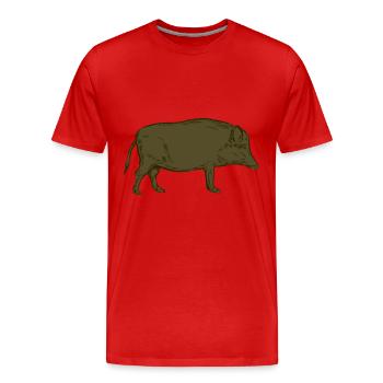 Sanglier - Sanglier - Chasse - Chasseur - T-shirt bio Premium Homme - rouge - Devant - Damien (186cm)