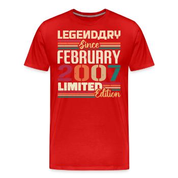 Februar 2007 Geburtstagsgeschenk Februar 2002 - Männer Premium Bio T-Shirt - Rot - Vorne - Damien (186cm)