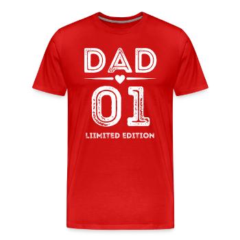 Papa 01 Fête des Pères - T-shirt bio Premium Homme - rouge - Devant - Damien (186cm)