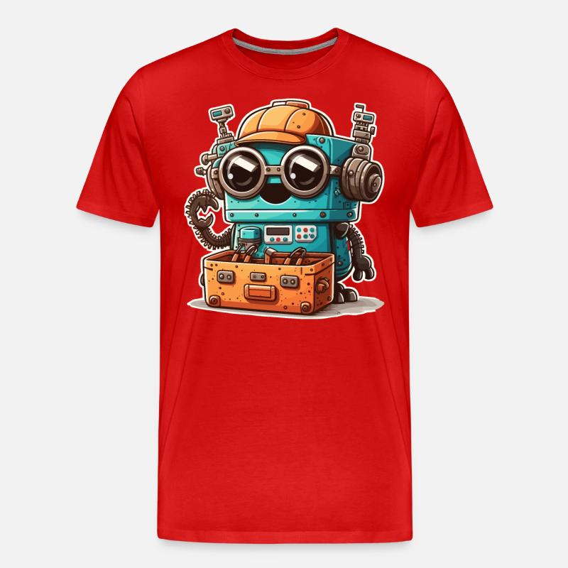 Ingenieur-Bot - Männer Premium Bio T-Shirt - Rot