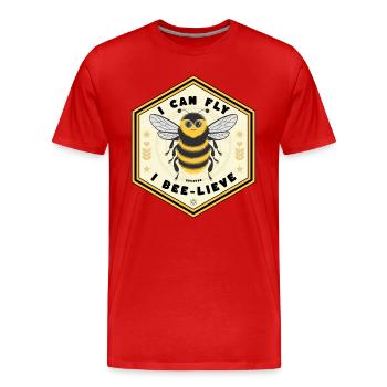 Abeille motivante - Je peux voler parce que j’y crois - T-shirt bio Premium Homme - rouge - Devant - Damien (186cm)