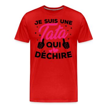 Je suis une tata qui déchire - T-shirt bio Premium Homme - rouge - Devant - Damien (186cm)
