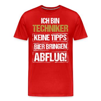 Je suis technicien - apporte de la bière et décolle - T-shirt bio Premium Homme - rouge - Devant - Damien (186cm)