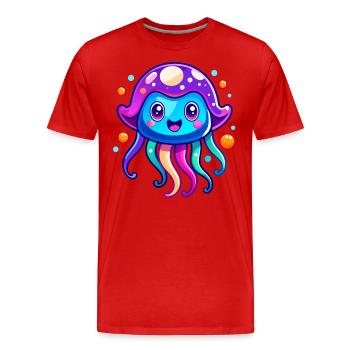 Méduse mignonne - T-shirt bio Premium Homme - rouge - Devant - Damien (186cm)