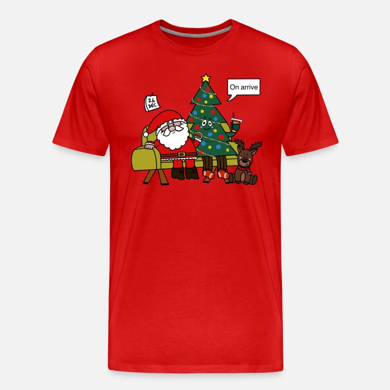 Weihnachtsmann kommen wir an - Männer Premium Bio T-Shirt - Rot
