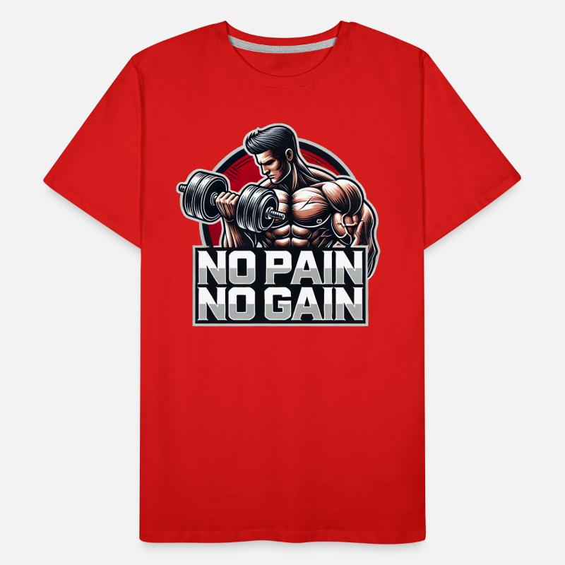 PAS DE DOULEUR - PAS DE GAIN - FORME PHYSIQUE - MOTIVATION - DEVISE T-shirt bio Premium Homme