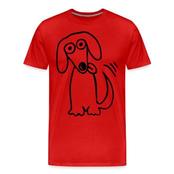lustiger süßer Hund Dackel Comic Cartoon Hunde Fun - Männer Premium Bio T-Shirt - Rot - Vorne - Damien (186cm)
