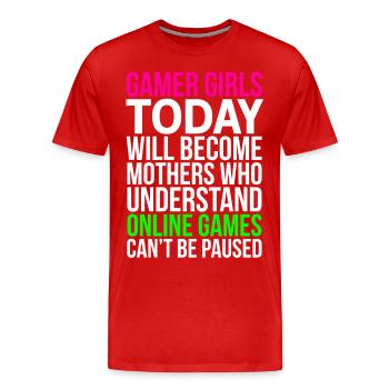 Jeux en ligne Funny Gamer Girls T-shirt - T-shirt bio Premium Homme - rouge - Devant - Damien (186cm)