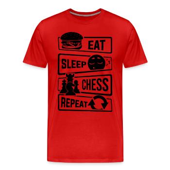 Eat Sleep Chess Repeat - Schach Schachmatt Taktik - Männer Premium Bio T-Shirt - Rot - Vorne - Damien (186cm)