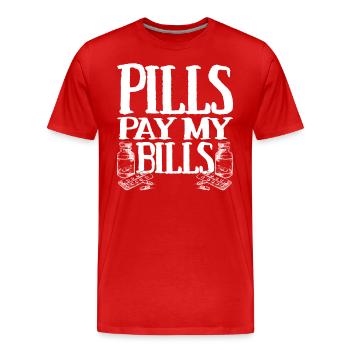 pilules payer mes factures pilules pharmacien dire - T-shirt bio Premium Homme - rouge - Devant - Damien (186cm)