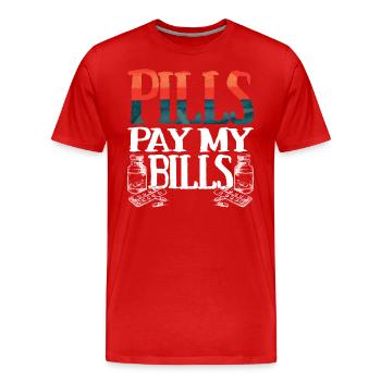 pilules payer mes factures pilules pharmacien dire - T-shirt bio Premium Homme - rouge - Devant - Damien (186cm)