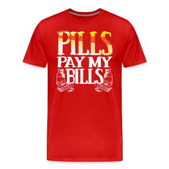 pilules payer mes factures pilules pharmacien dire - T-shirt bio Premium Homme - rouge - Devant - Damien (186cm)