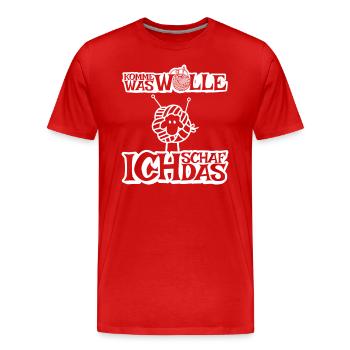 Komme was Wolle ich Schaf das - Männer Premium Bio T-Shirt - Rot - Vorne - Damien (186cm)
