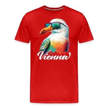 Vienne Autriche Vacances Mouette avec lunettes de soleil - T-shirt bio Premium Homme - rouge - Devant - Damien (186cm)