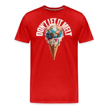 Fonte de la terre dans le cornet de crème glacée Ne le laissez pas fondre - T-shirt bio Premium Homme - rouge - Devant - Damien (186cm)