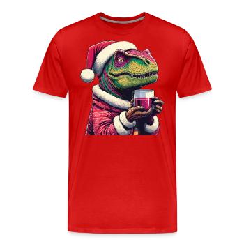 Raptor drinks mulled wine - Men's Premium Organic T-Shirt - red - Front - Damien (186cm)