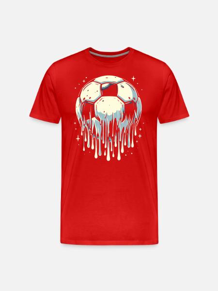 Schmelzender Fussball - Männer Premium Bio T-Shirt - Rot
