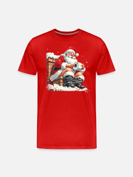 Julemanden sidder på skorstenstoilet - Herre Premium T-shirt økologisk - rød