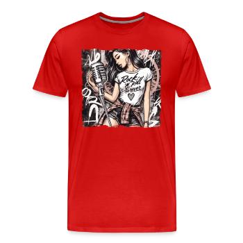 Rock n Roll forever Vintage Girl Rocknroll - Männer Premium Bio T-Shirt - Rot - Vorne - Damien (186cm)