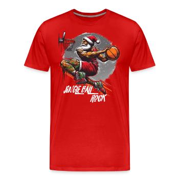Père Noël Slam Dunk Basketball Jingle Ball Rock - T-shirt bio Premium Homme - rouge - Devant - Damien (186cm)