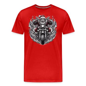 Motorbike Santa Clause Riding home for Christmas - Männer Premium Bio T-Shirt - Rot - Vorne - Damien (186cm)
