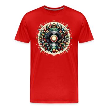 Retro Christmas Vinyl - Nostalgische Festtage - Männer Premium Bio T-Shirt - Rot - Vorne - Damien (186cm)