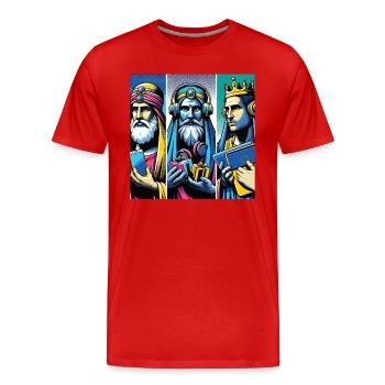 Pop Art Moderne Les Rois Mages - T-shirt bio Premium Homme - rouge - Devant - Damien (186cm)