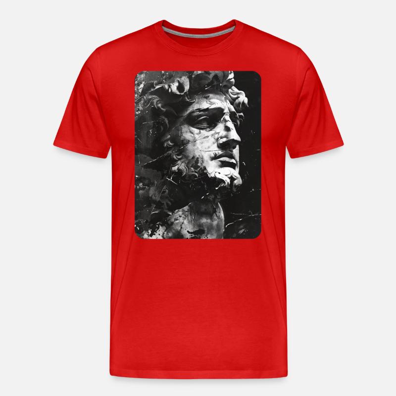 zerbrochenes Gesicht einer Marmorstatue - Männer Premium Bio T-Shirt - Rot