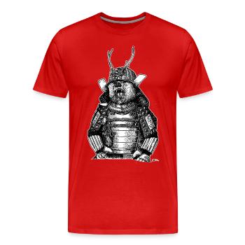 SAMOURAI BEAR - Men's Premium Organic T-Shirt - red - Front - Damien (186cm)