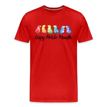 Capy Pride Month Capybara Gay Lesbienne LGBTQ - T-shirt bio Premium Homme - rouge - Devant - Damien (186cm)