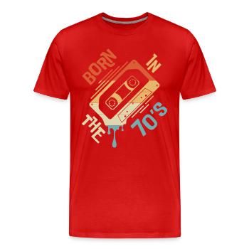Né dans les années 70 - T-shirt bio Premium Homme - rouge - Devant - Damien (186cm)